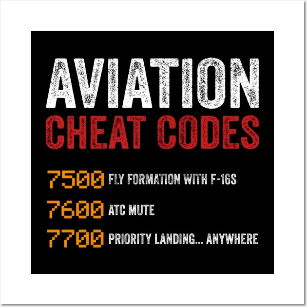 Aviation Cheat Codes Pilot Funny Aviation Lover Wall Art by Visual Vibes